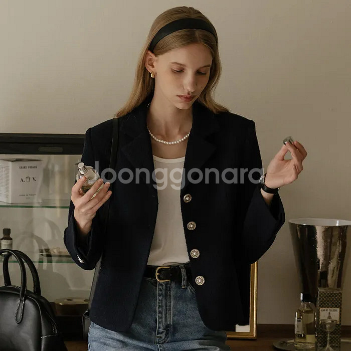 틸아이다이 그레이스 트위드 자켓 네이비--0