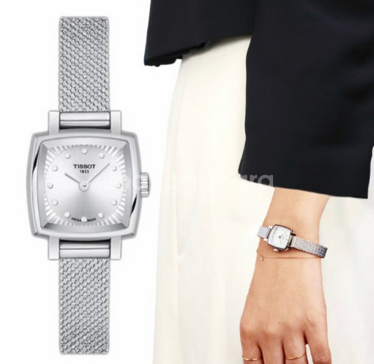 [풀구성]티쏘 러블리 스퀘어 다이아몬드 손목시계 실버--0