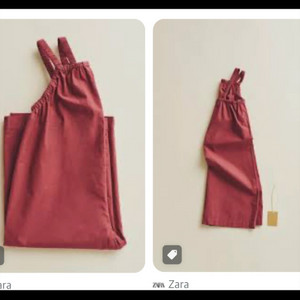 90cm 자라키즈 타임 오버롤 슈트 레드 원피스 휴향지 코디