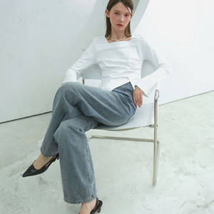 스퀘어넥 블라우스 티셔츠 화이트 M