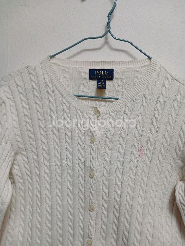 폴로 랄프로렌 키즈 케이블 니트 가디건 화이트 사이즈 L(12-14)--1