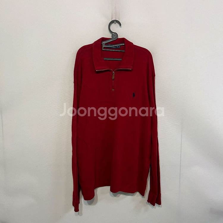 폴로 랄프로렌 레드 반집업 니트 XL--0