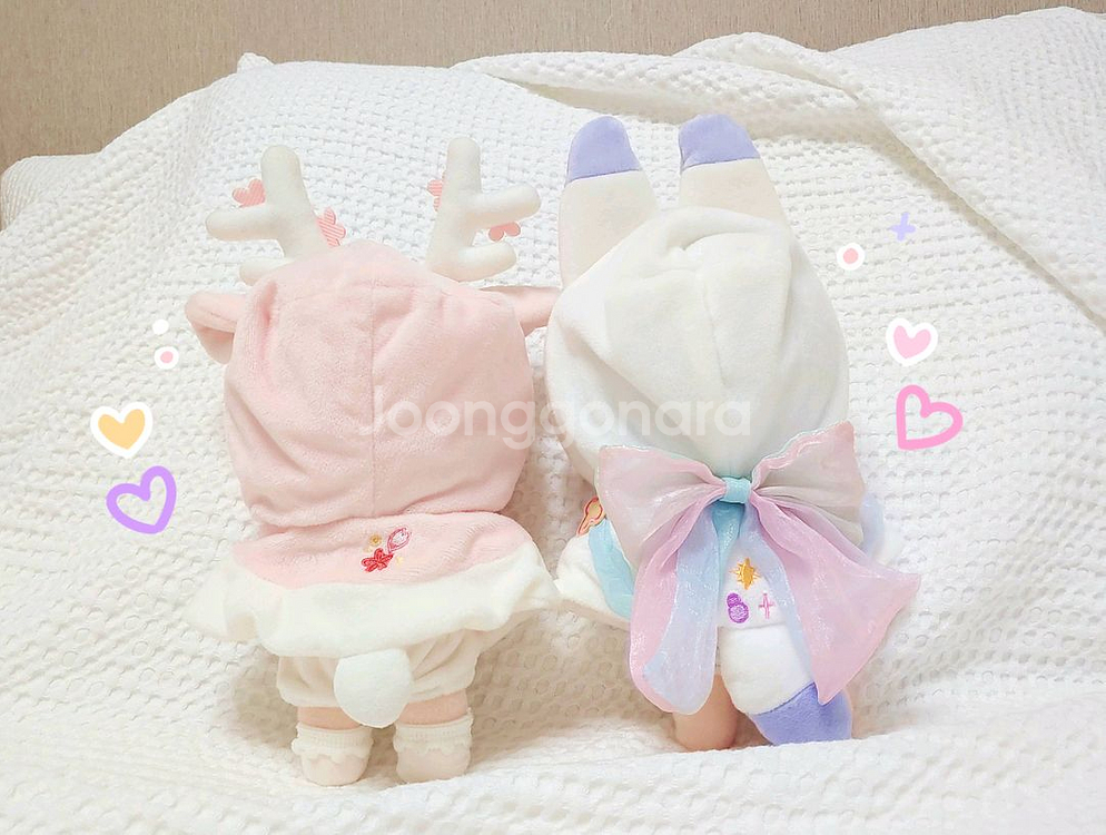 2벌)20cm 솜인형옷장 봄사슴망토 별여우망토 실타래옷장--1