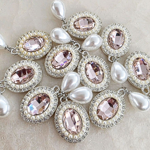 금속 타원형핑크 진주달랑이 10개 일괄