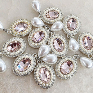 금속 타원형핑크 진주달랑이 10개 일괄