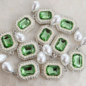 금속 직사각그린 진주달랑이 10개 일괄