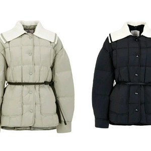 [새상품]보브(VOV) 니트카라 구스다운 스퀘어 퀼팅 자켓