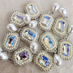 금속 직사각투명 진주달랑이 10개 일괄