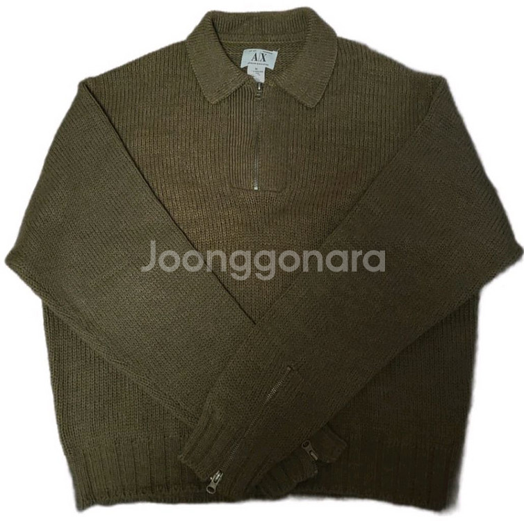 아르마니 익스체인지 빈티지 니트 집업 : 카키 브라운--0