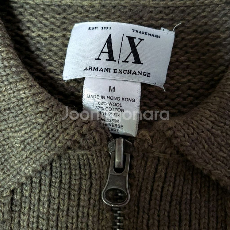아르마니 익스체인지 빈티지 니트 집업 : 카키 브라운--1