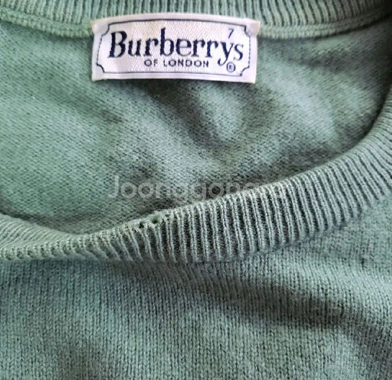 버버리 빈티지 빅로고 민트 니트--2