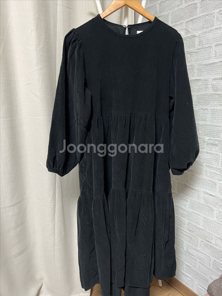 검정 골덴 원피스 프릴롱원피스--0