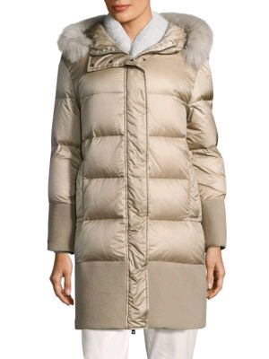 정가 150만원 이상! 이탈리아 페세리코 PESERICO 폭스 퍼 구스다운 패딩 코트 (40)--1