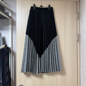 허리 고무밴딩 벨벳 체크패턴 롱스커트 플리츠스커트 주름스커트