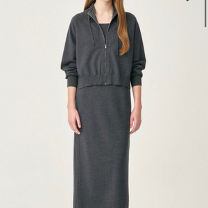 더캐시미어 하이넥 니트 집업