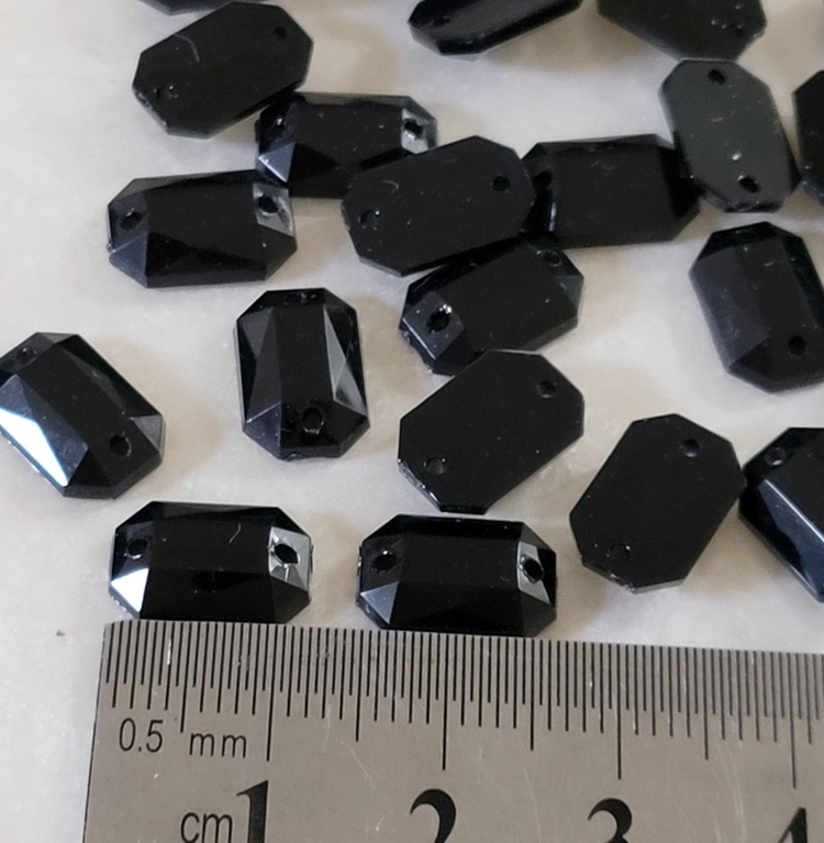 아크릴보석 직사각 12mm 블랙 250개 일괄 이미지
