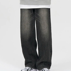 토피 모어 와이드 데님 팬츠 (WASHED RAW BLACK)