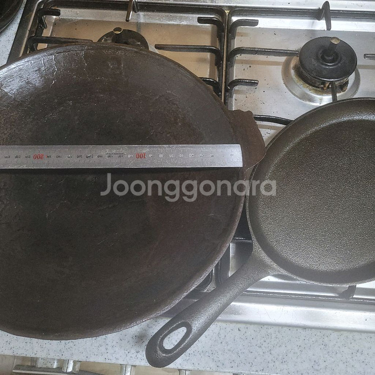 무쇠 그리들 31.5cm+무쇠 타원 25cm 2개세트--1