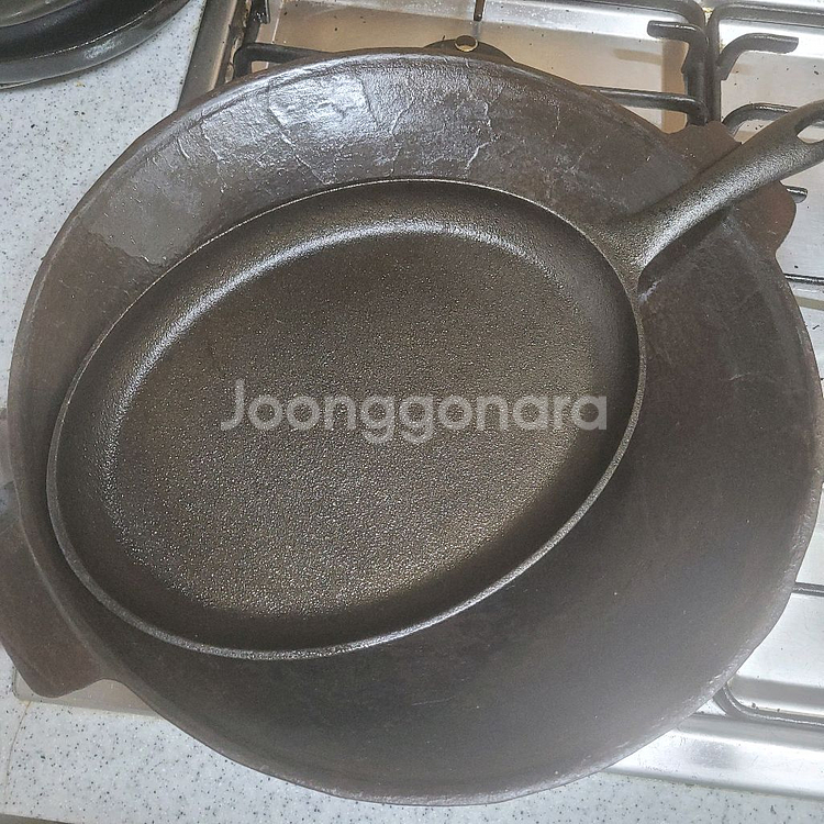 무쇠 그리들 31.5cm+무쇠 타원 25cm 2개세트--0