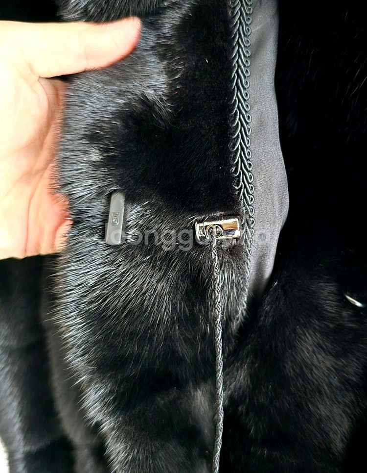 밍크 후드 롱베스트, 블랙그라마 휘메일--1