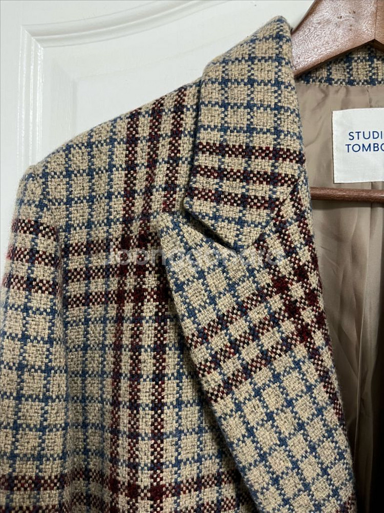 톰보이 테일러드 롱 체크 코트 (오버핏)--3