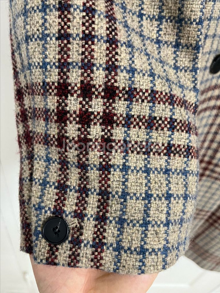 톰보이 테일러드 롱 체크 코트 (오버핏)--6