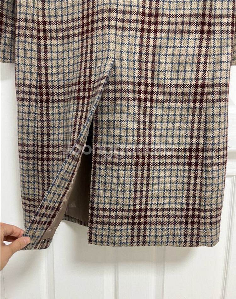 톰보이 테일러드 롱 체크 코트 (오버핏)--5