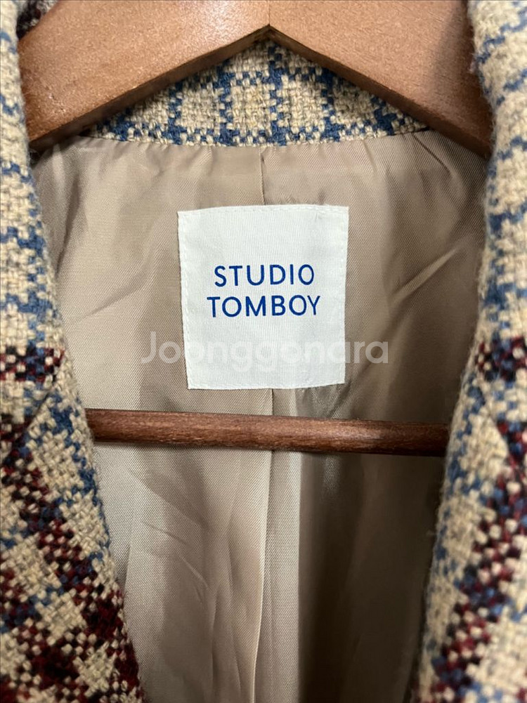 톰보이 테일러드 롱 체크 코트 (오버핏)--7