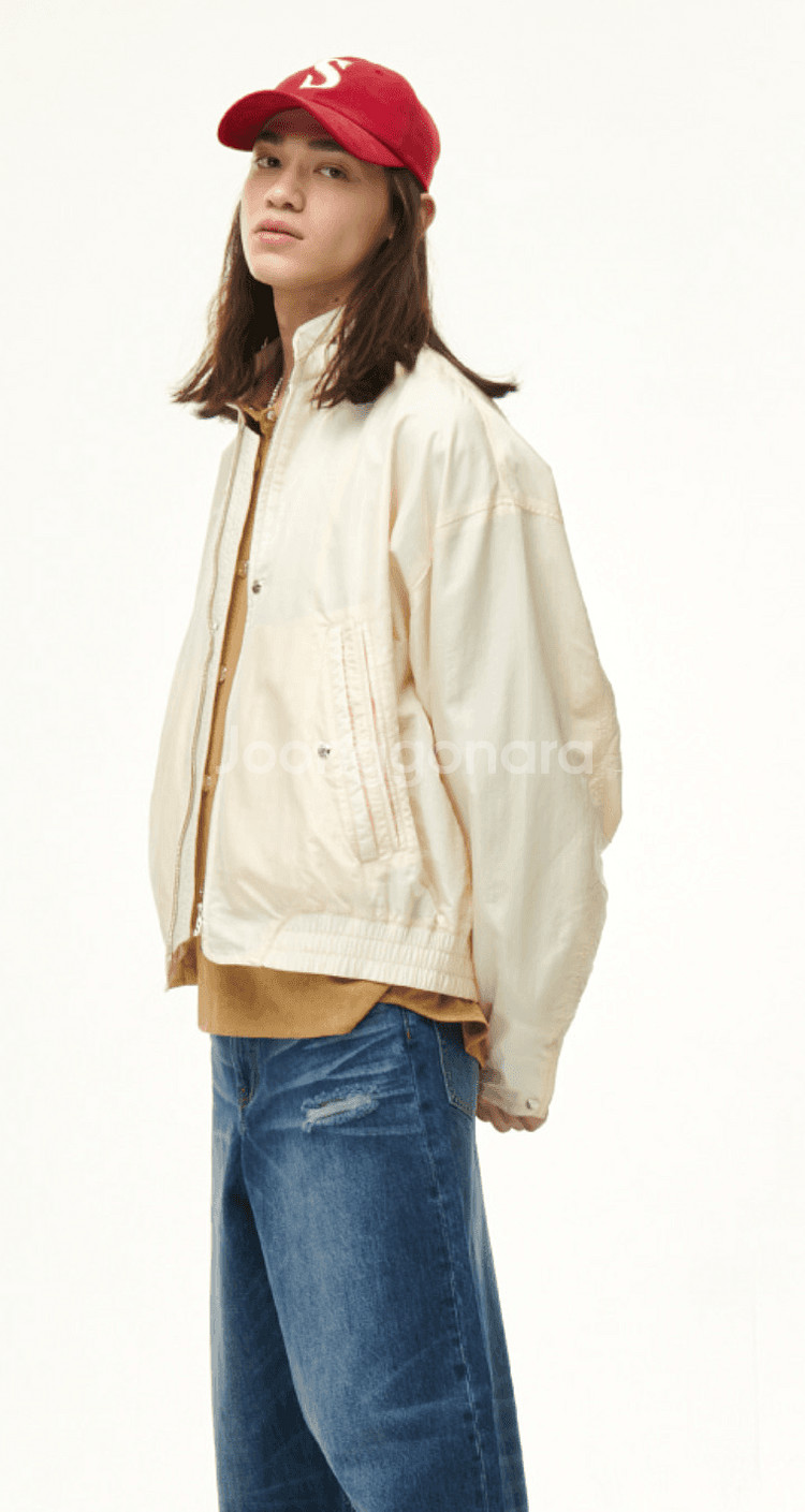 쿠어 샌티 나일론 오버사이즈 블루종 MA-1 자켓 리조트 크림 XL--2