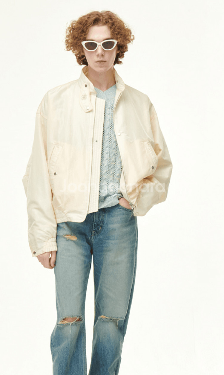 쿠어 샌티 나일론 오버사이즈 블루종 MA-1 자켓 리조트 크림 XL--1