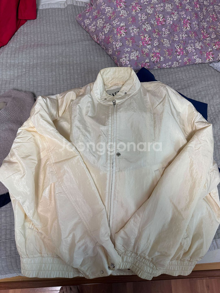 쿠어 샌티 나일론 오버사이즈 블루종 MA-1 자켓 리조트 크림 XL--6