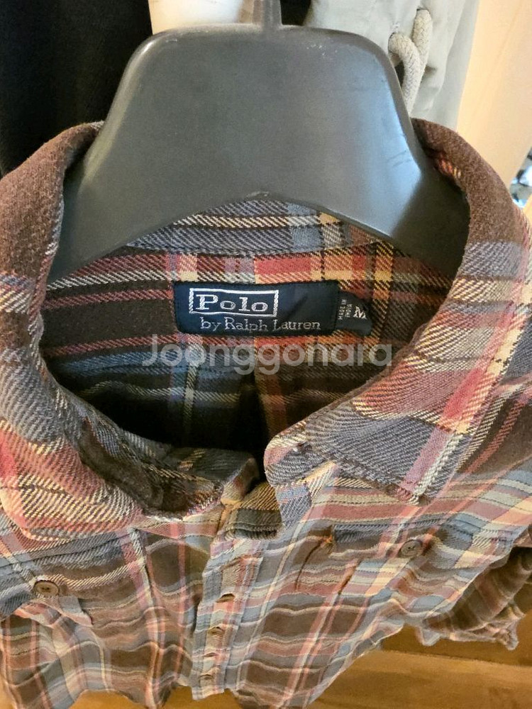폴로 플란넬 레더패치 셔츠--2