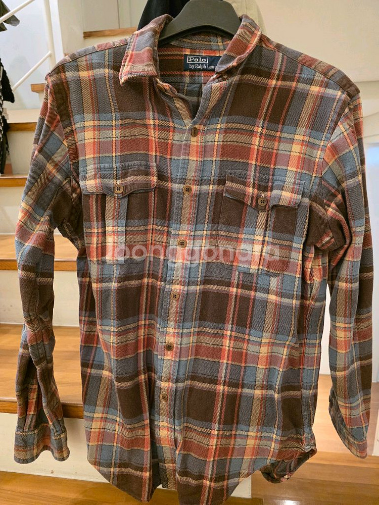 폴로 플란넬 레더패치 셔츠--0
