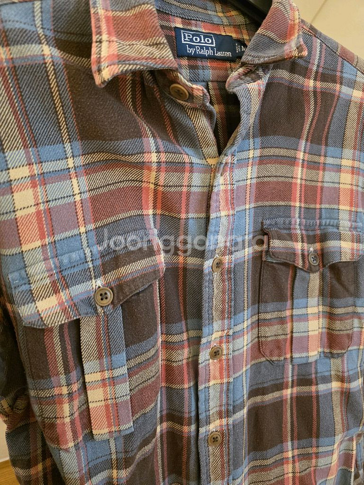 폴로 플란넬 레더패치 셔츠--3