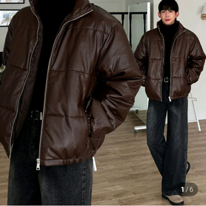 남성 레더 숏패딩(블랙,브라운 두장)