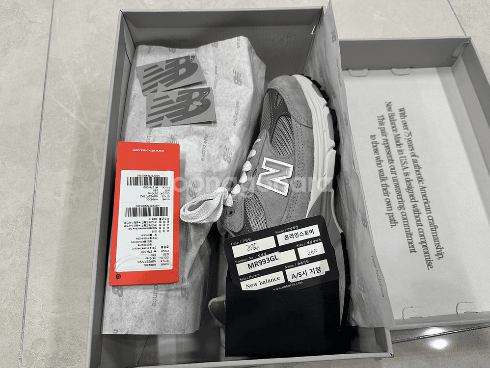 뉴발란스993 MR993GL, Gray, 260사이즈 팝니다.--4