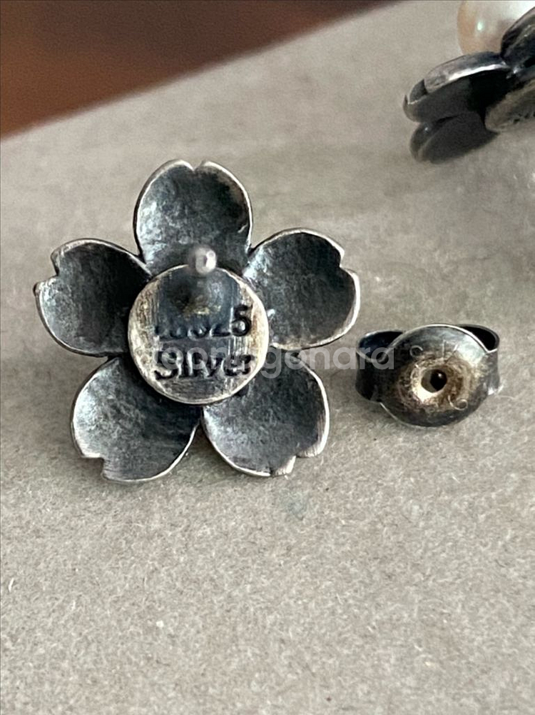 플라워모티브 담수진주 실버 귀걸이(925)--4