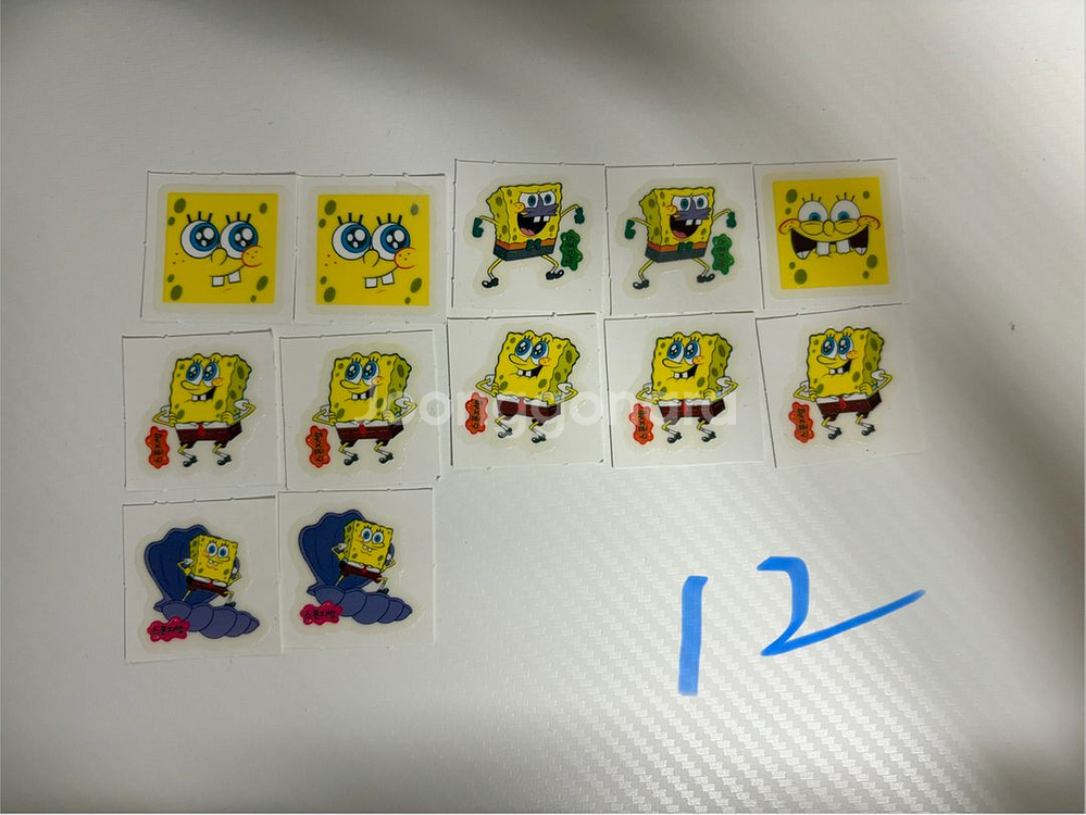 고전문구) 스폰지밥 야광 띠부씰 중복 91장+씰스티커북--1