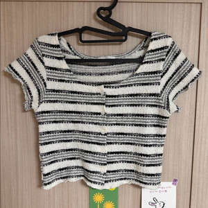 크롭 아크릴 반팔 니트