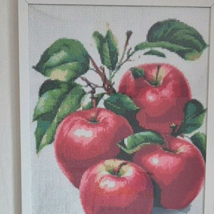 사과 일러스트 원목액자