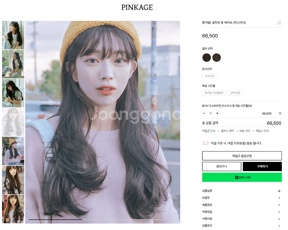 핑크에이지 통가발) 걸리쉬 롱 웨이브 (미스티사)--0