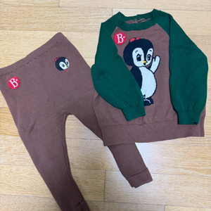 베베드피노 펭귄니트 상하복 90