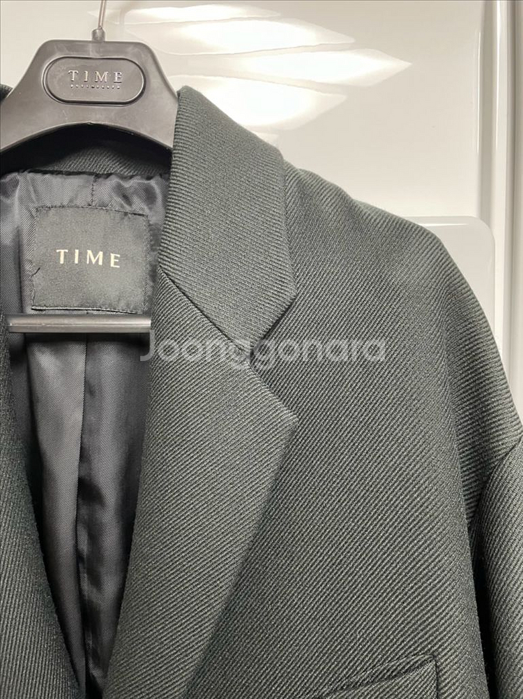 타임옴므 21fw 다크그린 세미오버핏 트윌 코트 95--2