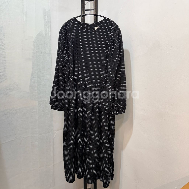 오버핏 도트 땡땡이 쉬폰 롱원피스 롱드레스 3782--0