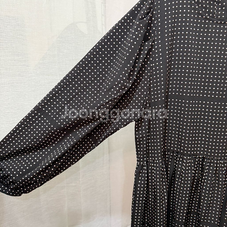 오버핏 도트 땡땡이 쉬폰 롱원피스 롱드레스 3782--1