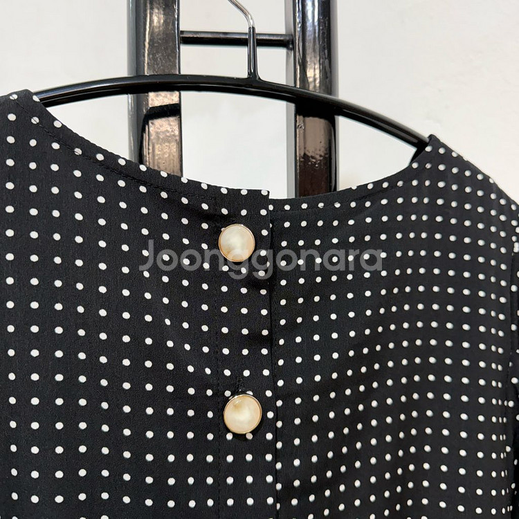 오버핏 도트 땡땡이 쉬폰 롱원피스 롱드레스 3782--3