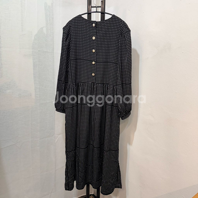 오버핏 도트 땡땡이 쉬폰 롱원피스 롱드레스 3782--2