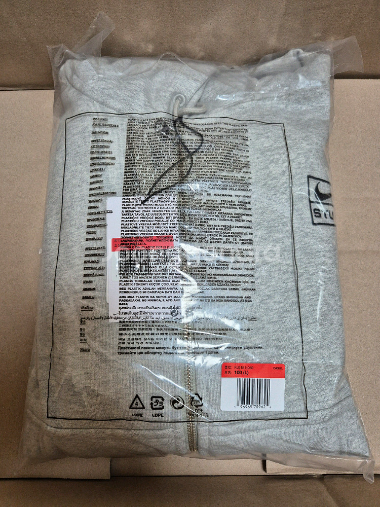 (L)나이키x스투시 풀 집 플리스 후드 그레이 헤더--0