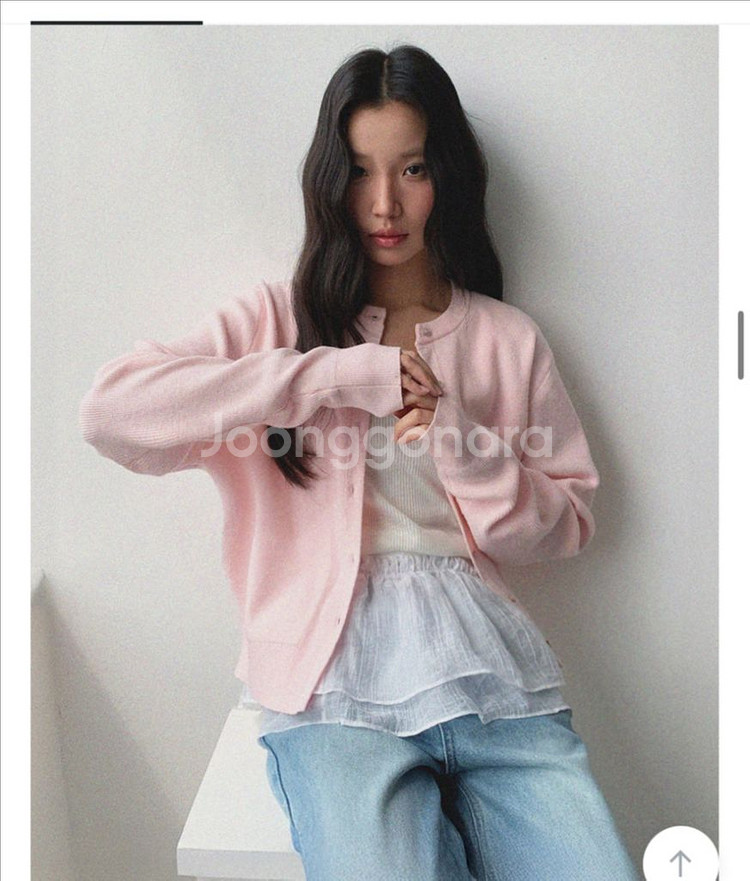 무드인사이드 워셔블 라운드 가디건 핑크 새상품--0