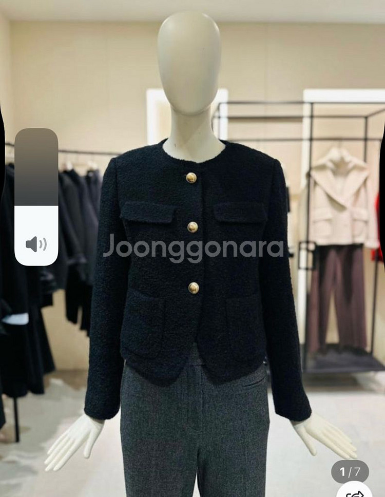 씨씨콜렉트 크롭 부클 트위드 자켓 블랙(55, 새상품)--4